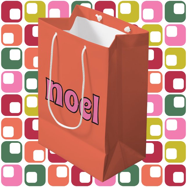Retro Noel Message 1970s Lettering Rosa Orange (Skapare uppladdad)