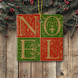 Retro Noel Red och Grönt Decorative Helgdag Julgransprydnad Keramik