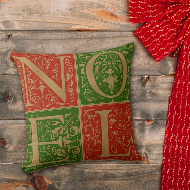 Retro Noel Red och Grönt Decorative Helgdag Kudde (Skapare uppladdad)