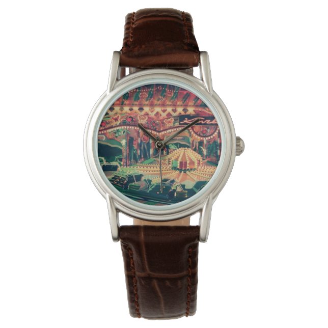 Retro Nöjesfält Filterad Bild Armbandsur (Framsida)