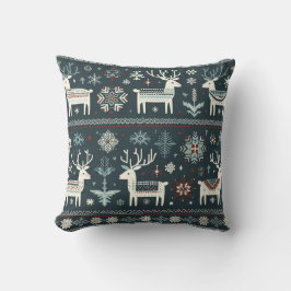 Retro Nordic Reindeer Mönster Kudde