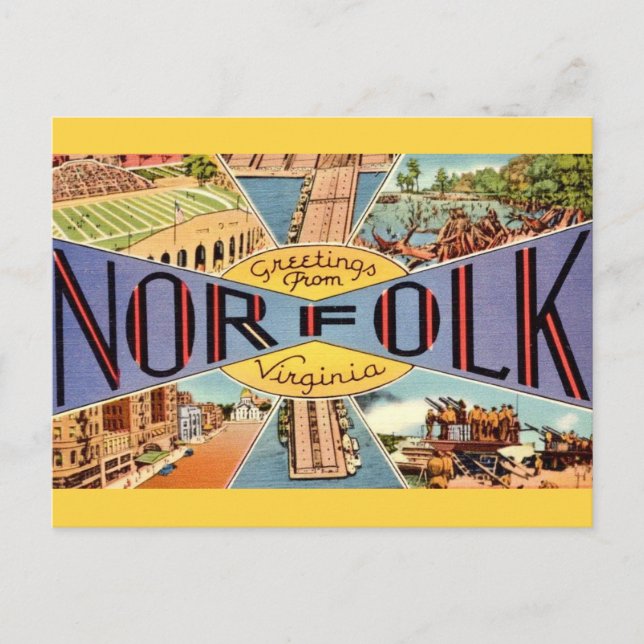 Retro Norfolk VA vykort  (Framsida)