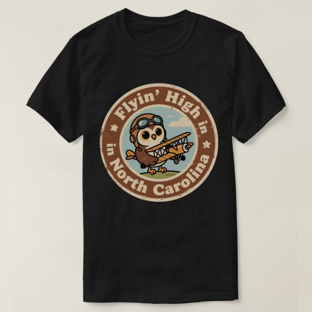 Retro North Carolina Badge_ Uggla med Miniature Lu T Shirt (Design framsida)