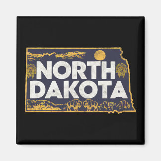 Retro North Dakota Siluett Magnet