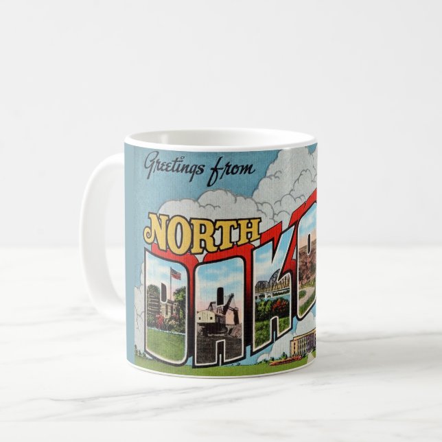 Retro North Dakota-vykort Kaffemugg (Framsida vänster)