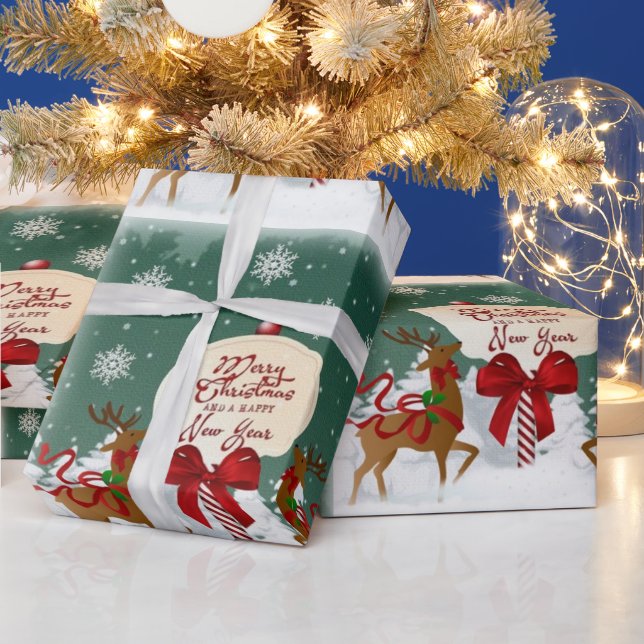 Retro North Pole Reindeer jul Craft eller Presentpapper (Helgdagar)