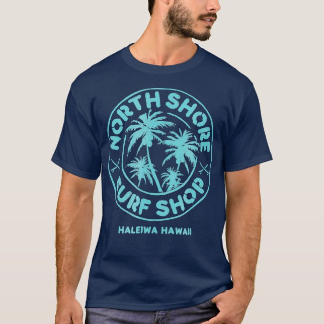 Retro North Shore Surfa Haleiwa T Shirt (Framsida)