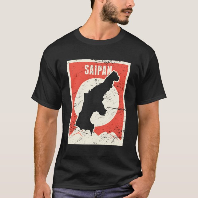 Retro Northern Mariana Islands Saipan T Shirt (Framsida)