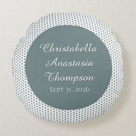 Retro Nostalgic Green Polka Dot Birth Stats Rund Kudde