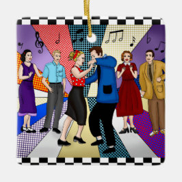 Retro Nostalgic-par från 1950 som dansar jul Julgransprydnad Keramik