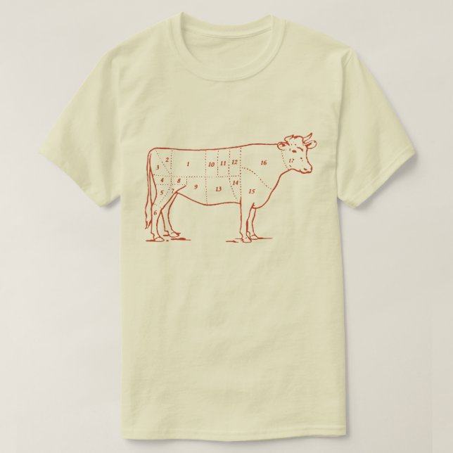 Retro nötköttsnitt tee shirt (Design framsida)