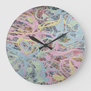 Retro Nouveau art Deco-inspirerad pastellabstrakt Stor Klocka