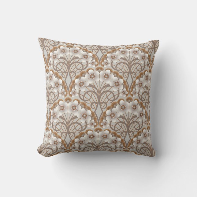 Retro Nouveau - Natures Curves and Timeless Blooms Kudde (Framsida)