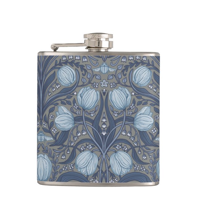 Retro Nouveau Tulips in blue and pewter Fickplunta (Framsidan)