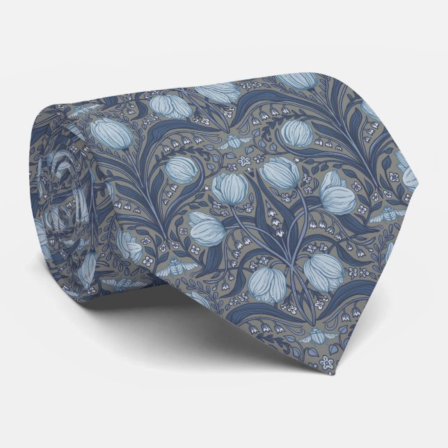 Retro Nouveau Tulips in blue and pewter Slips (Rullad)
