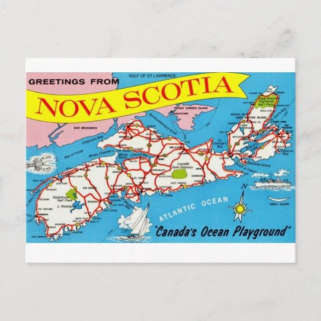Retro Nova Scotia vykort (Framsida)