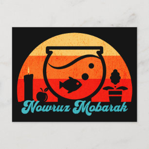 Retro Nowruz Mubarak Guld Fisk Vykort