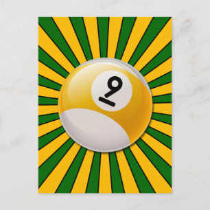 RETRO NUMMER 9 BILLIARDER BOLL VYKORT
