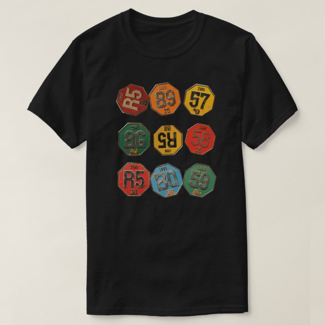 Retro Numrerad Badge Samling T Shirt (Design framsida)