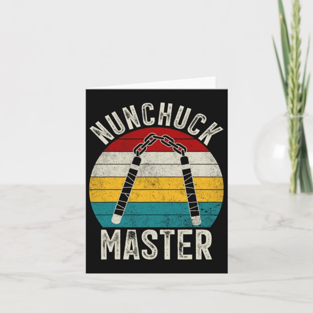 Retro Nunchuck Master Karate Taekwondo Weapon Nunc Kort (Framsida)
