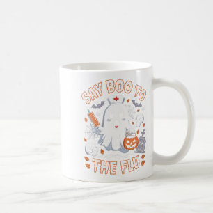 Retro Nurse Ghost Halloween- vaccin säger Boo till Kaffemugg