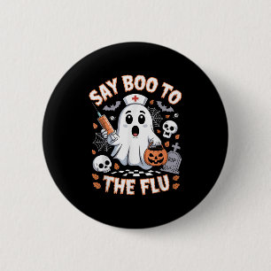 Retro Nurse Ghost Halloween- vaccin säger Boo till Knapp
