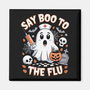 Retro Nurse Ghost Halloween- vaccin säger Boo till Magnet