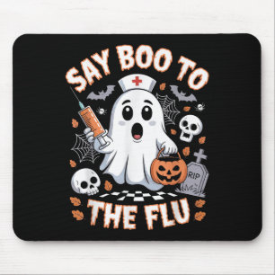 Retro Nurse Ghost Halloween- vaccin säger Boo till Musmatta