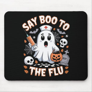 Retro Nurse Ghost Halloween- vaccin säger Boo till Musmatta