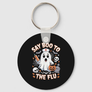 Retro Nurse Ghost Halloween- vaccin säger Boo till Nyckelring