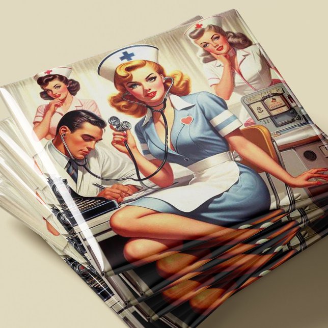 Retro Nurse Illustration Magnet (Skapare uppladdad)