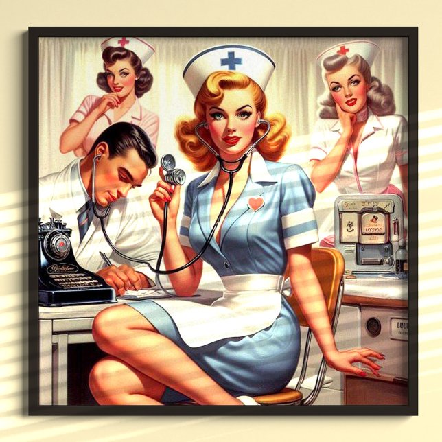 Retro Nurse Illustration Poster (Skapare uppladdad)