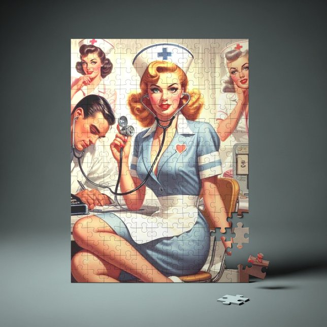Retro Nurse Illustration Pussel (Skapare uppladdad)