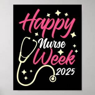 Retro Nurse Week Manar Kvinnor Lycklig Nurse Vecka Poster