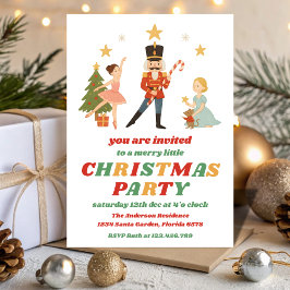 Retro Nutcracker Editable Christmas Party Inbjudningar