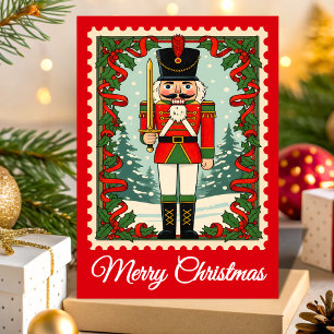 Retro Nutcracker-julklapp Frimärke Helgkort