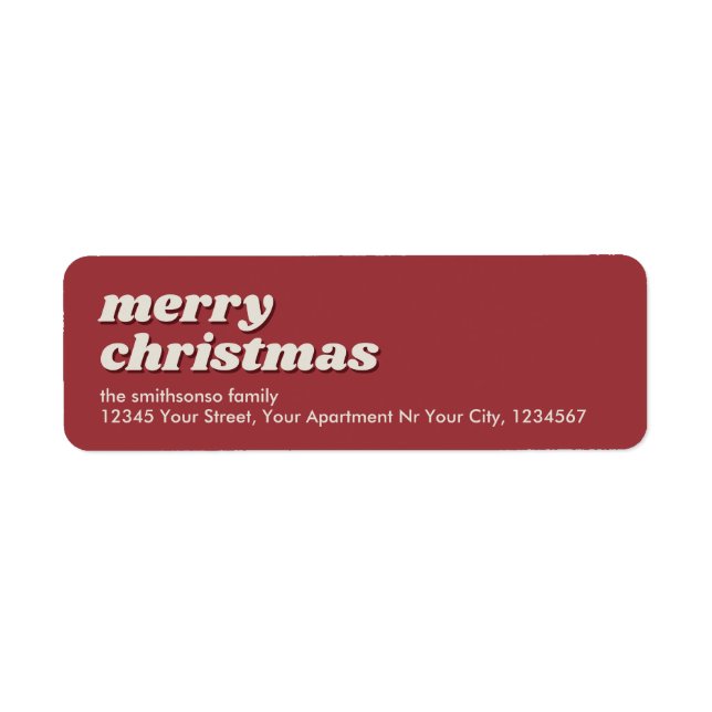 Retro ny adress god jul returadress etikett (Framsidan)