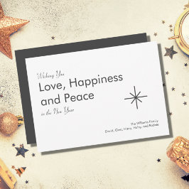 Retro nyår 2024 Elegant Grått White Julkort