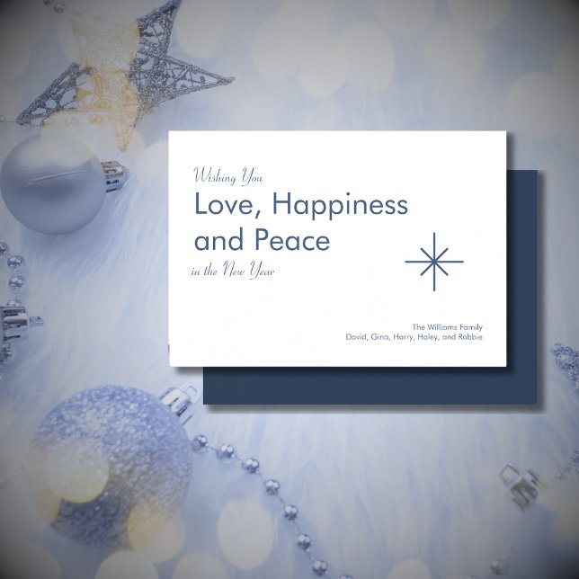 Retro nyår 2026 Klassiskt marint blått Julkort (Skapare uppladdad)