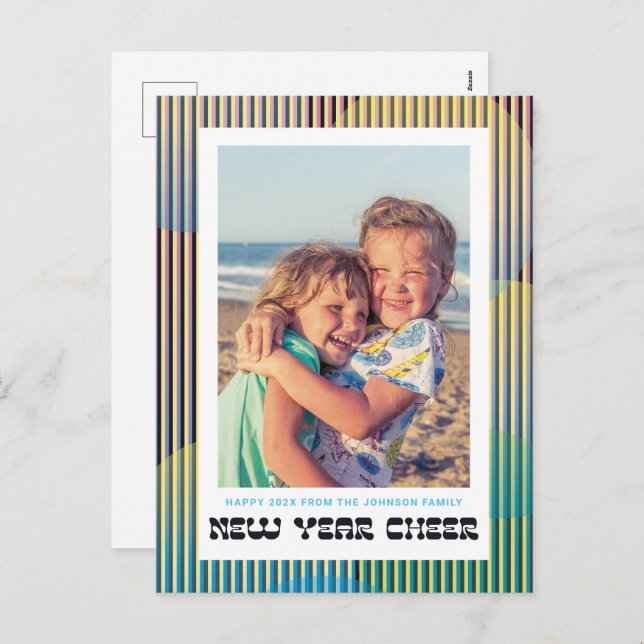 Retro-nyårs jokerkort för fotovykort helg vykort (Fram/baksida)