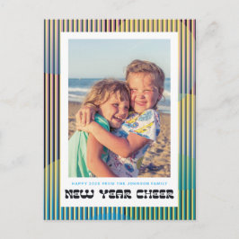 Retro-nyårs jokerkort för fotovykort helg vykort