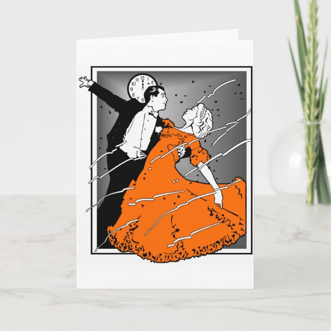 Retro Nyårsafton Couple Helgkort (Framsida)