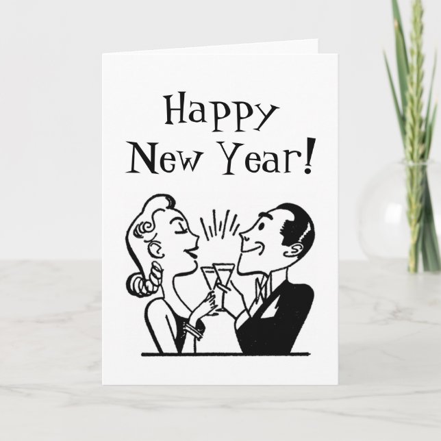 Retro Nyårsfirande Helgkort (Framsida)