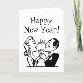 Retro Nyårsfirande Helgkort