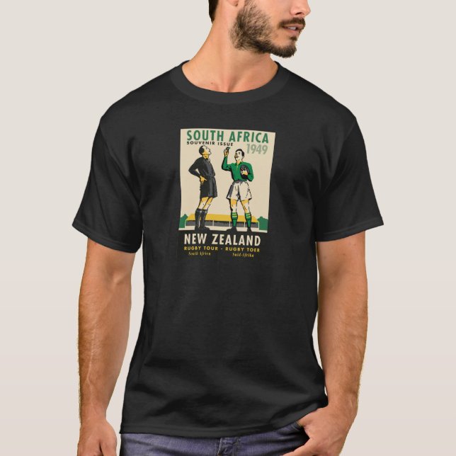Retro nyazeeländsk SA-Rugby turnerar T Shirt (Framsida)