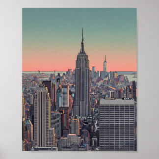 Retro NYC Skyline Affisch