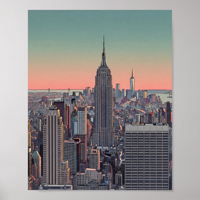 Retro NYC Skyline Affisch (Framsidan)