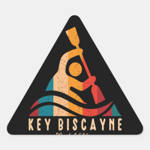 Retro Nyckel Biscayne Kayaking Triangelformat Klistermärke