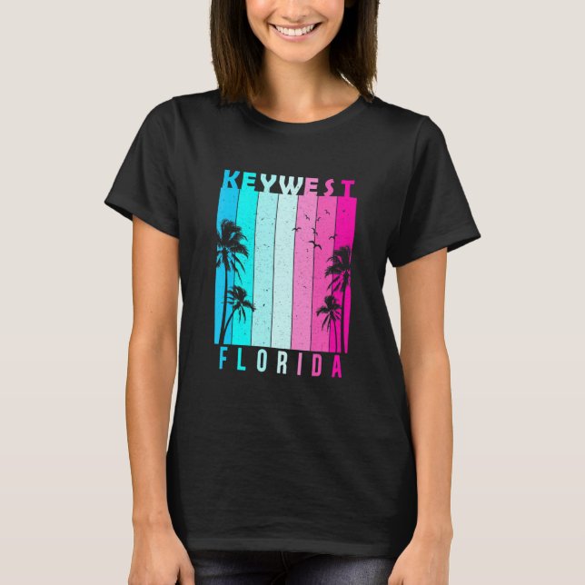 Retro Nyckel Väster Florida Beach Summer Tropical  T Shirt (Framsida)