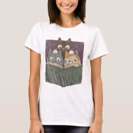 Retro Nyfikna Läsande Katter Grafisk T-Shirt, Bokä T Shirt
